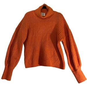 Hippie Rose Orange Chunky Knit Turtleneck Sweater Size XL